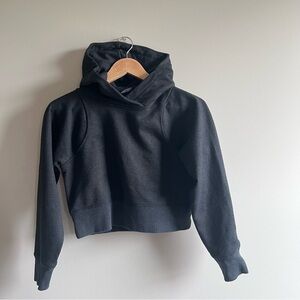 Lululemon Loungeful Cropped Hoodie Spark sparkle black texture Dark Gray Sz 4